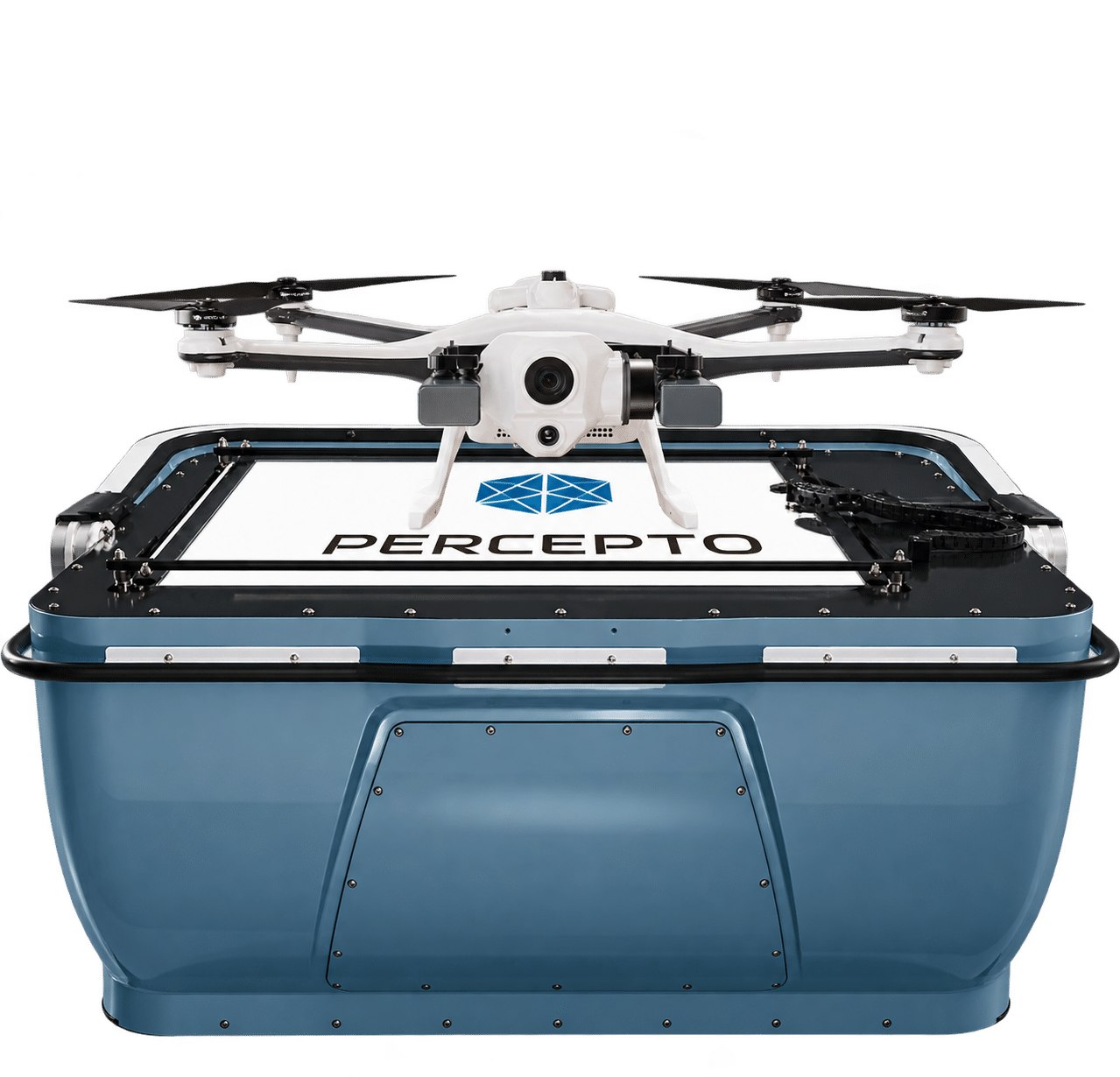 Drone docked on the Percepto Harbor