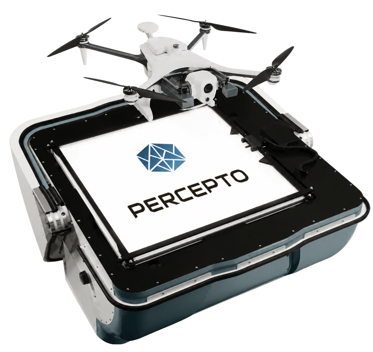 Drone landing on the Percepto Harbor